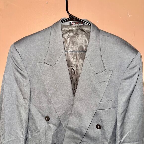 JT Beckett Men's Gray Double Breasted Blazer Sport Coat Jacket Size 41R - Picture 8 of 9